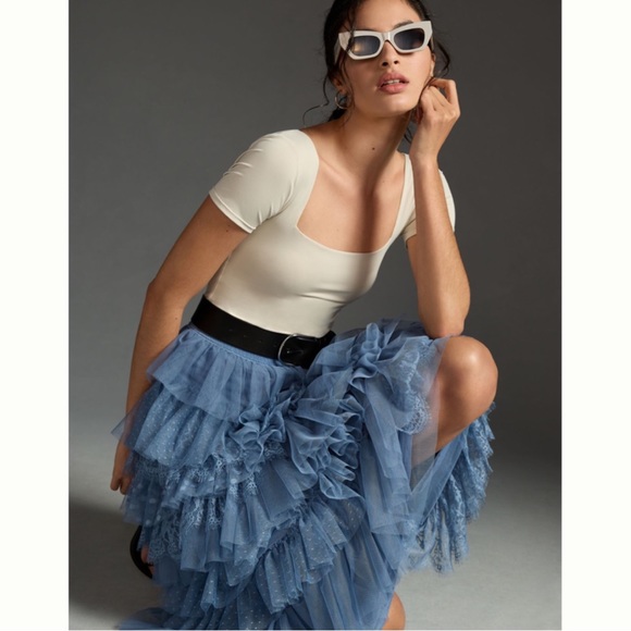 ❌Sold - Anthropologie Ruffled Tulle Midi Skirt - Picture 2 of 15